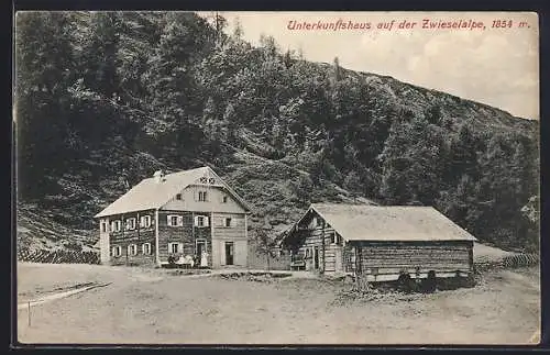 AK Unterkunftshaus auf der Zwieselalpe, 1854m