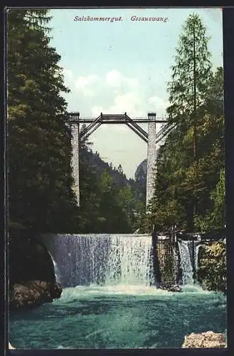 AK Hallstatt /Salzkammergut, Gosauzwang und Brücke im Wald