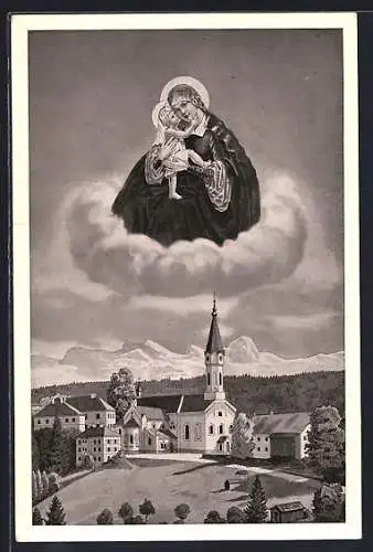 AK Maria Schmolln, Ortsansicht mit Kirche, Heiligenbild