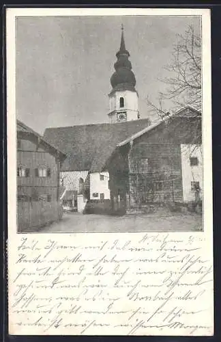 AK Sankt Veit an der Glan, Ortspartie an der Kirche