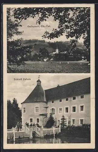 AK Gallspach, Ortsansicht mit Schloss Zeileis