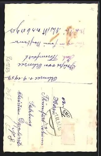 AK Almsee, Gasthaus Deutsches Haus mit Bergpanorama