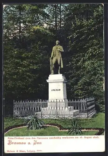 AK Braunau am Inn, Blick auf das Palm-Denkmal