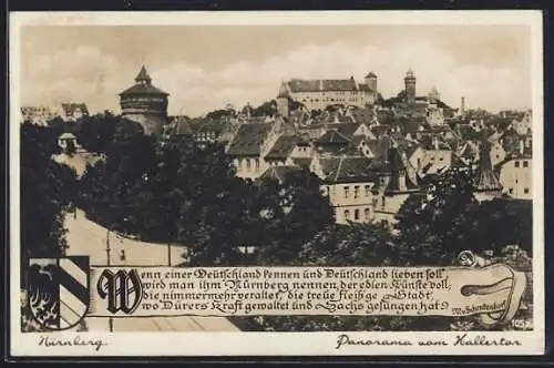 AK Nürnberg, Panorama vom Hallertor, Wappen