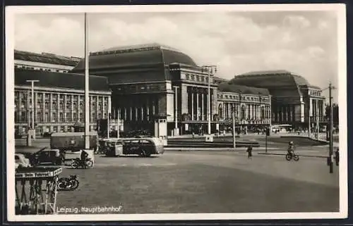 AK Leipzig, Bus und Fahrradfahrer am Hauptbahnhof