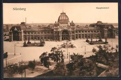 AK Nürnberg, Hauptbahnhof aus der Vogelschau