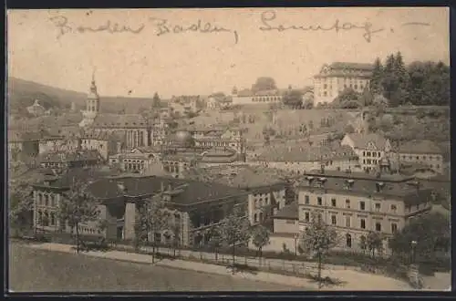 AK Baden-Baden, Ortsansicht von der Friedrichshöhe