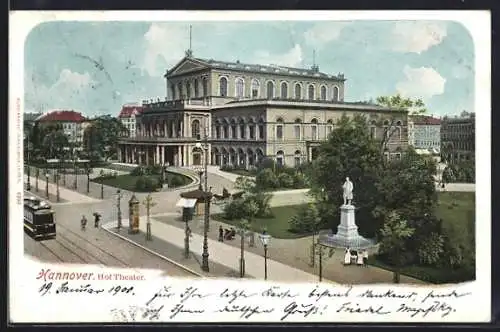 AK Hannover, Kgl. Hoftheater mit Vorplatz