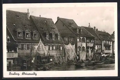 AK Bamberg, Kleinvenedig, Panorama mit Booten