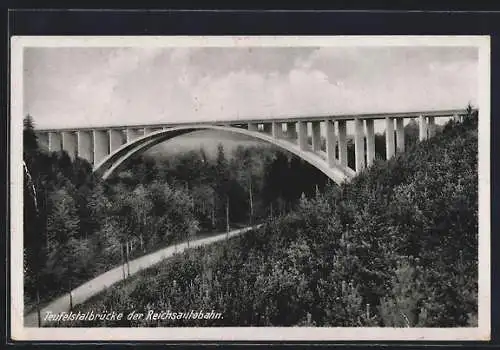 AK Hermsdorf / Thür., Teufelstalbrücke der Reichsautobahn