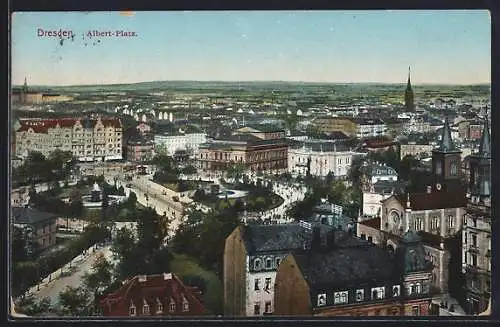 AK Dresden-Neustadt, Albert Platz aus der Vogelschau