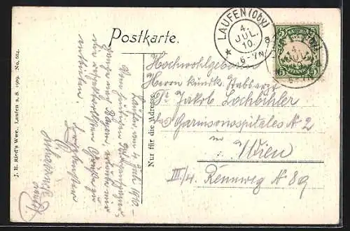 AK Laufen a. S., Ortspanorama mit Kirche