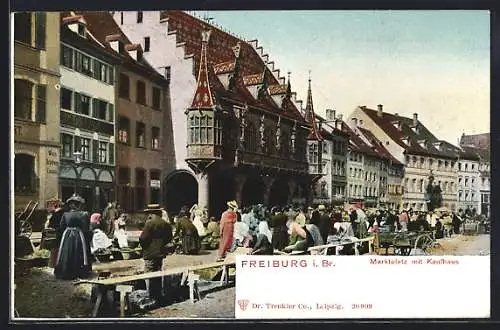 AK Freiburg / Breisgau, Marktplatz mit Kaufhaus