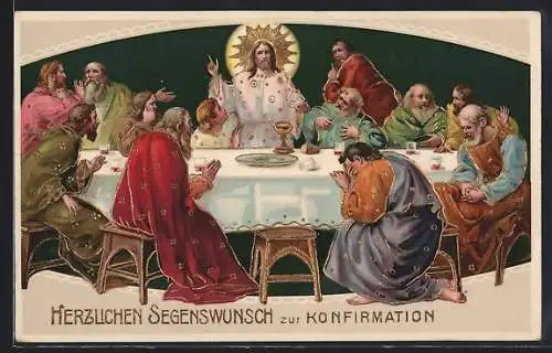 AK Segenswunsch zur Konfirmation, Jesus beim Abendmahl