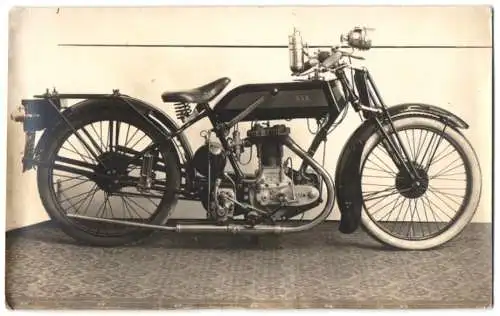 Fotografie Motorrad S.A.M., Krad mit Karbidlampe & 1-Zylinder Motor