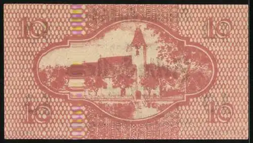 Notgeld Ernsthofen 1920, 10 Heller, Kirche und dekoratives Muster