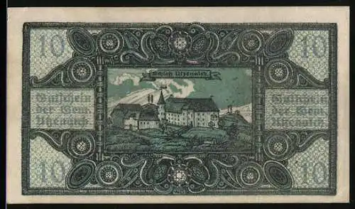 Notgeld Utzenaich 1920, 10 Heller, Schlossansicht und Ziermuster