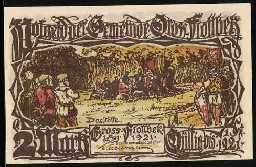 Notgeld Gross-Flottbek 1921, 2 Mark, Dingstätte und Hünengrab-Motive