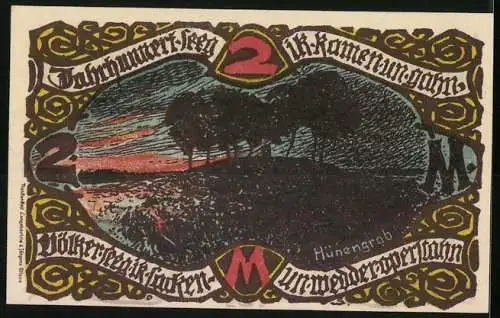 Notgeld Gross-Flottbek 1921, 2 Mark, Dingstätte und Hünengrab-Motive