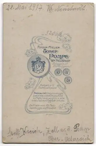 Fotografie Josef Pompe, Wiener Neustadt, junge Frau Steffi Kacich als Bäuerin zum Fasching, 1917