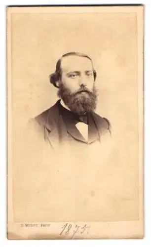 Fotografie L. Mulot, Paris, französischer Herr Dr. Chr. Bonchard im Anzug mit Vollbart, 1875