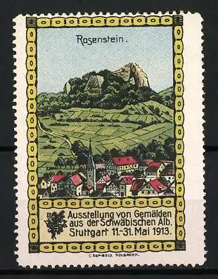 Reklamemarke Stuttgart, Ausstellung von Gemälden aus der Schwäbischen Alb 1913, Rosenstein