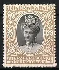 Reklamemarke Heilanstalt Alland, Erzherzogin Maria Josepha, Porträt mit Krone