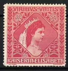 Reklamemarke Viribus Unitis, Kaiserin Elisabeth, Sissi mit Krone