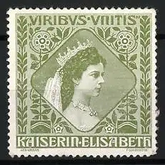 Reklamemarke Kaiserin Elisabeth von Österreich, Portrait Sissi mit Kaiserkrone