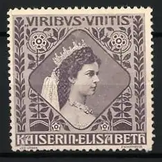 Reklamemarke Kaiserin Elisabeth von Österreich, Portrait Sissi mit Kaiserkrone