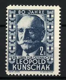 Reklamemarke Österreich, 80 Jahre Leopold Kunschak, Porträt mit Schnurrbart