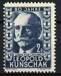 Reklamemarke Österreich, 80 Jahre Leopold Kunschak, Porträt des Politiker's