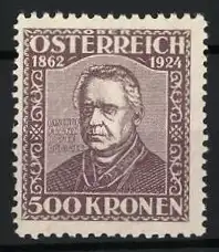 Reklamemarke Österreich, 1862-1924, Porträt Bischof Franz Josef Rudigier und 500 Kronen