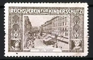 Reklamemarke Wien, Reichsverein für Kinderschutz, Graben mit Ladengeschäften