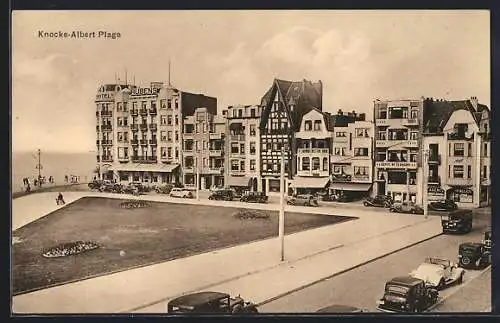 AK Knokke-Albert Plage, Platz mit Hotel Rubens