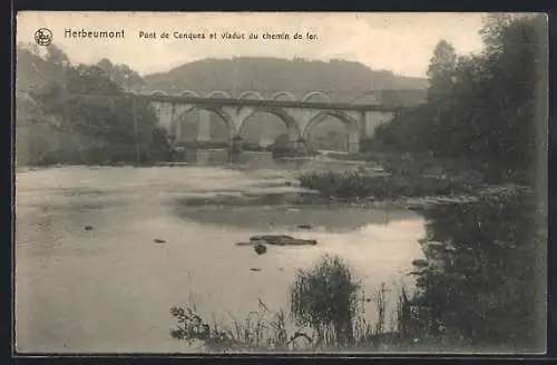 AK Herbeumont, Pont de Conques et viaduc du chemin de fer