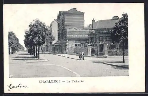 AK Charleroi, Le Theatre et Entree du Cafe de Leden