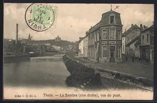 AK Thuin, La Sambre, vue du pont