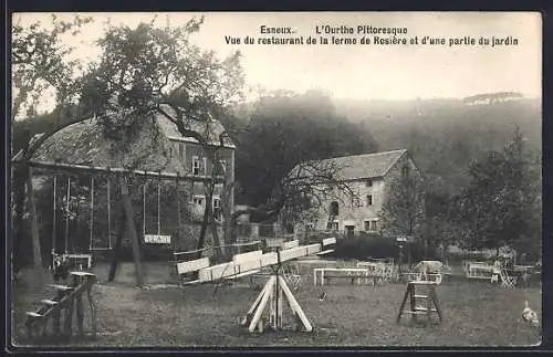 AK Esneux, Vue du restaurant de la ferme de Rosière et d`une partie du jardin