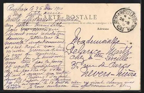 AK Roubaix, La Rue de la Gare, Strassenbahn