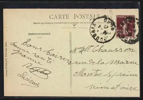 AK Roubaix, Boulevard de Paris vers le Parc, Strassenbahn