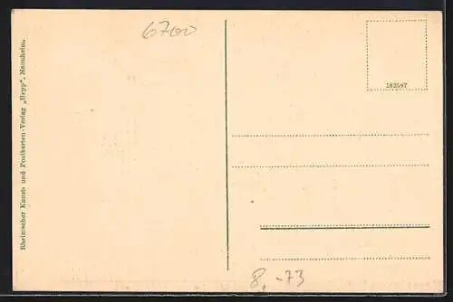 AK Pfälzer Trost, Zwei Herren bieten Verzweifeltem Wein an, Gedicht, Werbung