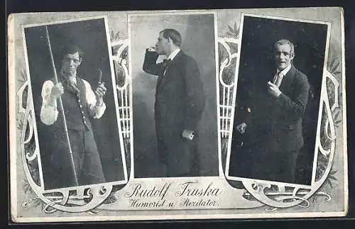 AK Rudolf Truska, Humorist u. Rezitator, Portraits