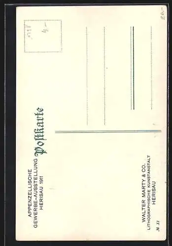 AK Herisau, Appenzellische Gewerbe-Austellung 1911, Kleiner Skiläufer mit Pudelmütze