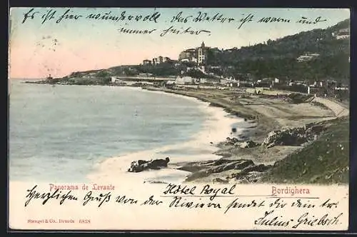 AK Bordighera, Panorama de Levante