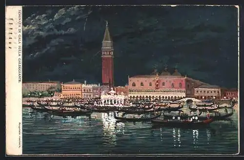 Künstler-AK Venezia, Serenata di Gala sulla Galeggiante