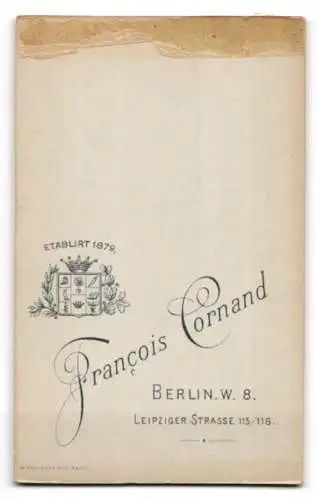 Fotografie Francois Cornand, Berlin, Leipziger Strasse 115 /116, Porträt eines Herrn mit Schnurrbart