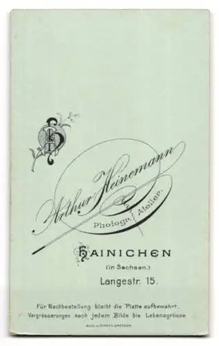 Fotografie Arthur Heinemann, Hainichen, Lange Str. 15, Porträt eines eleganten Herrn