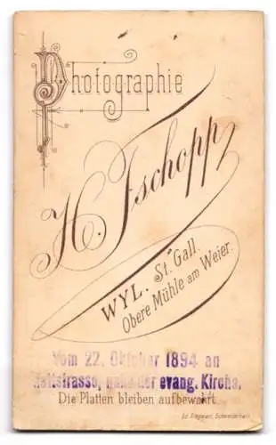 Fotografie H. Tschopp, Wyl, Obere Mühle am Weier, Porträt einer Dame in elegantem Kleid