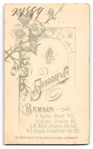 Fotografie A. Jandorf & Co., Berlin, Leipziger-Strasse 64, Porträt einer Frau